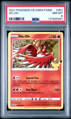 2021 POKEMON CELEBRATIONS #001 HO-OH PSA 8 - Image 1
