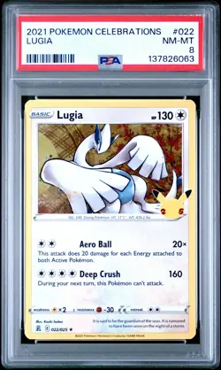 2021 POKEMON CELEBRATIONS #022 LUGIA PSA 8 - Image 1