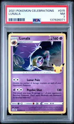 2021 POKEMON CELEBRATIONS #015 LUNALA PSA 7 - Image 1