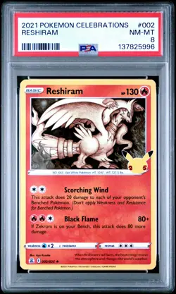 2021 POKEMON CELEBRATIONS #002 RESHIRAM PSA 8 - Image 1