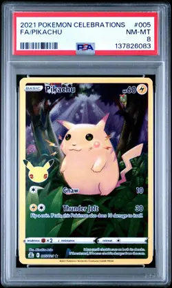 2021 POKEMON CELEBRATIONS #005 FULL ART/PIKACHU PSA 8 - Image 1
