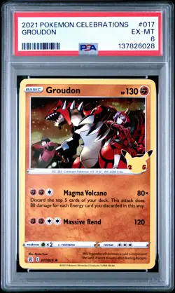 2021 POKEMON CELEBRATIONS #017 GROUDON PSA 6 - Image 1