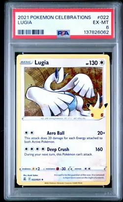 2021 POKEMON CELEBRATIONS #022 LUGIA PSA 6 - Image 1