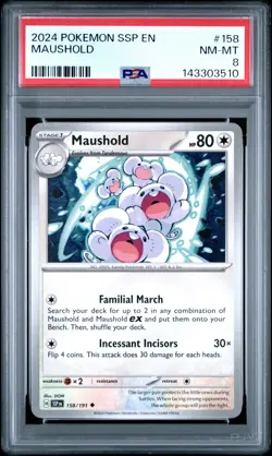2024 POKEMON SSP EN-SURGING SPARKS #158 MAUSHOLD PSA 8 - Image 1