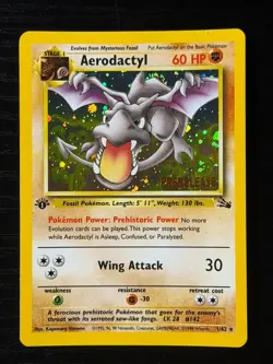 Pokemon TCG RARE COSMOS Aerodactyl Prerelease Promo Holo Foil Near Mint European - Image 1