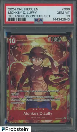 2024 One Piece EN Treasure Booster Set #006 Monkey D. Luffy PSA 10 GEM MINT - Image 1