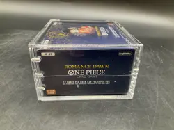 One Piece EN OP-01 Romance Dawn Blue Bottom Booster Box Sealed w/ Acrylic Case - Image 5