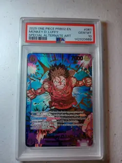 PSA 10 Gem Mint One Piece PRB02 Monkey Luffy Special Alt Art SP EB02-061 English - Image 1