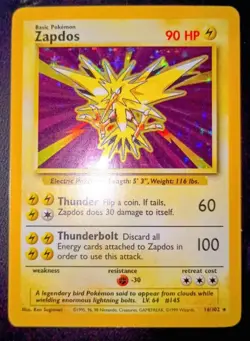 POKEMON TCG ZAPDOS HOLO BASE SET CARD #16/102 WOTC 1999 UNGRADED - Image 1