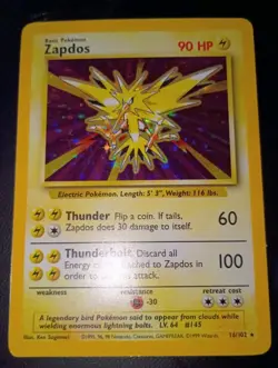 POKEMON TCG ZAPDOS HOLO BASE SET CARD #16/102 WOTC 1999 UNGRADED - Image 2