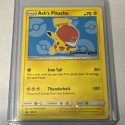 Ash's Pikachu SM114 Pokemon TCG Special Promo Card Mint Condition - Image 1