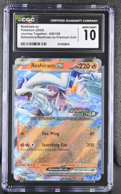 Reshiram ex 030/159 CGC 10 Journey Together STAMPED Promo Pokemon Card psa - Image 1