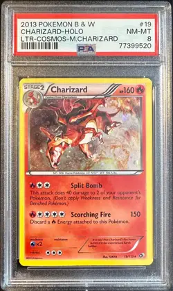 Charizard HOLO BLEED! 19/113 PSA 8 Legendary Treasures Pokemon Card Cosmos Holo - Image 1