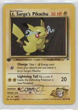 Lt Surge's Pikachu 1st Ed. Pokemon Gym Heroes #81 2000 - Image 1