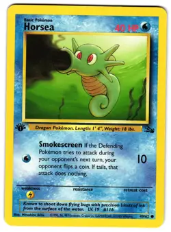 HORSEA 49/62 - LP - 1ST EDITION FOSSIL ENGLISH POKEMON CARD - Image 1
