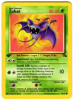 ZUBAT 57/62 - LP - 1ST EDITION FOSSIL ENGLISH POKEMON CARD - Image 1
