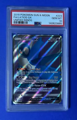 2019 Pokemon Sun & Moon FA/Latios GX Unified Minds #223 PSA 10 GEM MT - Image 1