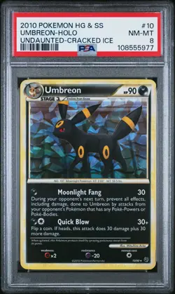 Umbreon Cracked Ice #10 Holo Promo Alt Art 2010 Undaunted Pokemon PSA 8 NM - Image 1