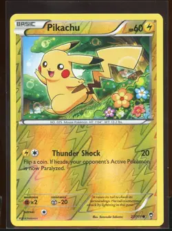 Pikachu Reverse Holo Common 27/111 Ex XY Furious Fists Pokemon - Image 1