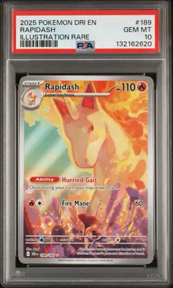 2025 POKEMON DRI EN-DESTINED RIVALS ILLUSTRATION RARE #189 RAPIDASH PSA 10 - Image 1