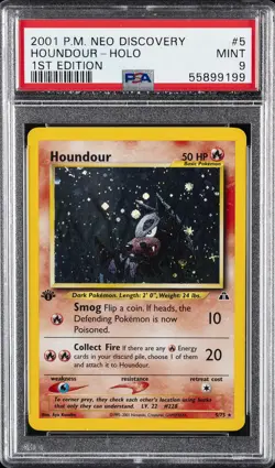 2001 POKEMON NEO DISCOVERY 1ST ED #5 HOUNDOUR-HOLO PSA 9 - Image 1