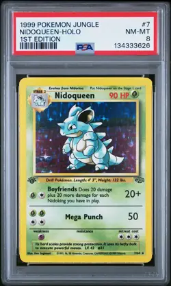 1999 Pokemon Jungle #7 Nidoqueen-Holo 1st Edition PSA 8 - Image 1