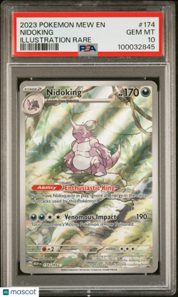 2023 Pokemon Mew EN-151 Nidoking Illustration Rare PSA 10 174/165 - Image 1