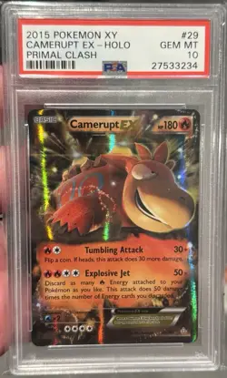 2015 Pokemon XY Camerupt EX Primal Clash Holo PSA 10 Gem Mint - Image 1