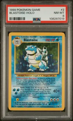 1999 POKEMON BASE SET UNLIMITED #2 BLASTOISE-HOLO PSA 8 - Image 1