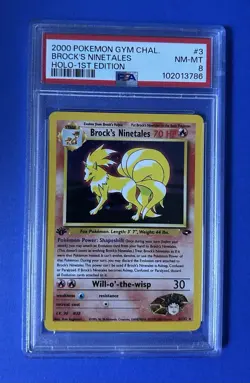 2000 Pokemon Gym Chal. Brock’s Ninetales Holo-1st Edition #3 PSA 8 NM-MT - Image 1