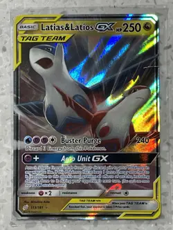 Pokemon Latias & Latios GX SM Team Up #113/181 Holo Ultra Rare Card - Damaged - Image 1