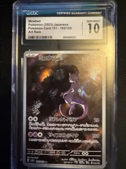 Pokemon 2023 Japanese Card Mewtwo 151/183 Holo Art Rare CGC 10 - Image 1