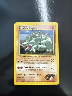 Pokemon TCG Brock's Rhyhorn Gym Heroes 22/132 Unlimited Rare LP - Image 1