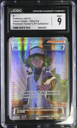 2017 POKEMON FATES COLLIDE PREMIUM TRAINER'S XY COLLECTION N 105a/124 CGC 9 - Image 1