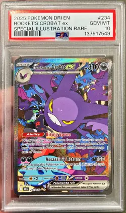Pokemon Destined Rivals Team Rocket’s Crobat Ex SIR 234/182 PSA 10 Gem Mint - Image 1