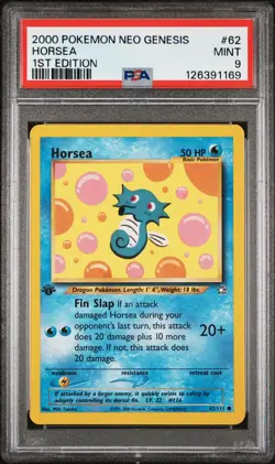 2000 POKEMON NEO GENESIS 1ST ED #62 HORSEA PSA 9 - Image 1