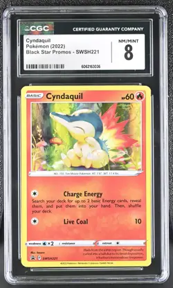 2022 POKEMON BLACK STAR PROMOS CYNDAQUIL SWSH221 HOLO CGC 8 A - Image 1