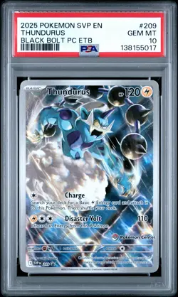 2025 POKEMON BLACK BOLT POKEMON CENTER ETB PROMO SVP #209 THUNDURUS PSA 10 - Image 1
