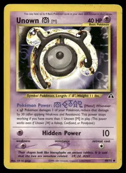 Pokemon Tcg Unown M #49 Pokemon Neo Discovery MP - Image 1