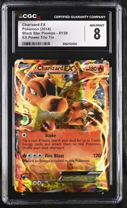 2014 POKEMON BLACK STAR PROMOS EX POWER TRIO TIN CHARIZARD EX XY29 HOLO CGC 8 - Image 1