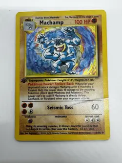 Pokemon TCG Machamp Base Set 8/102 Holo Unlimited Holo Rare HP - Image 1