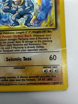 Pokemon TCG Machamp Base Set 8/102 Holo Unlimited Holo Rare HP - Image 4