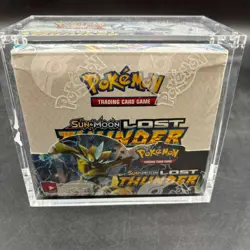Pokemon TCG Sun & Moon Lost Thunder Booster Box Sealed w/ Acrylic Case - Image 1