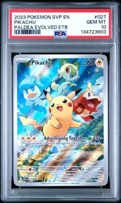 2023 POKEMON SVP EN-SV BLACK STAR PROMO #027 PIKACHU PSA 10 - Image 1