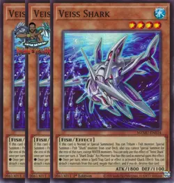 Yugioh! 3x Veiss Shark MZMU-EN034 Super Rare 1st Ed NM - Image 1