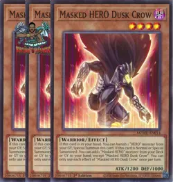 Yugioh! 3x Masked HERO Dusk Crow MZMU-EN014 Super Rare 1st Ed NM - Image 1