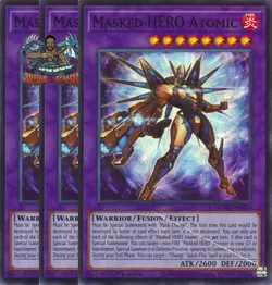 Yugioh! 3x Masked HERO Atomic MZMU-EN016 Super Rare 1st Ed NM - Image 1