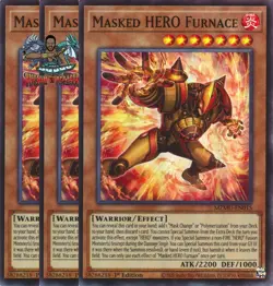 Yugioh! 3x Masked HERO Furnace MZMU-EN015 Super Rare 1st Ed NM - Image 1