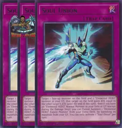 Yugioh! 3x Soul Union MZMU-EN028 Rare 1st Ed NM - Image 1