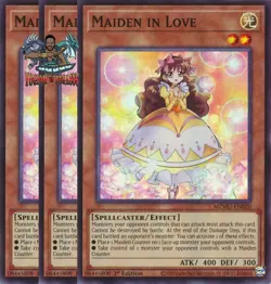 Yugioh! 3x Maiden in Love MZMU-EN020 Super Rare 1st Ed NM - Image 1